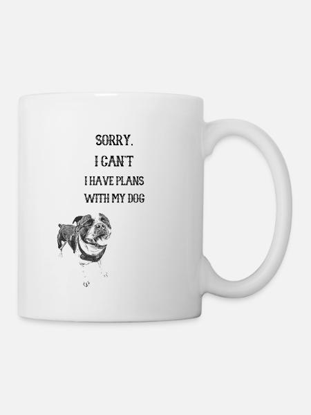 DÉSOLÉ, JE NE PEUX PAS AVOIR DE PROJETS AVEC MON CHIEN - STAFFY - Mug blanc - blanc