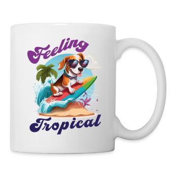 Feeling Tropical - Motif de chien beagle drôle mignon - Mug blanc - blanc - Droite