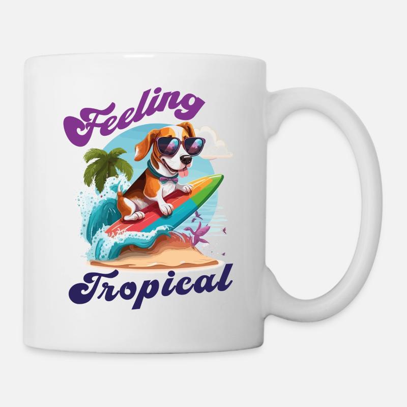 Feeling Tropical - Motif de chien beagle drôle mignon - Mug blanc - blanc