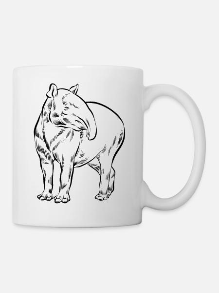 Tapir Strichzeichnung handgezeichnet - Geschenk - Tasse - Weiß