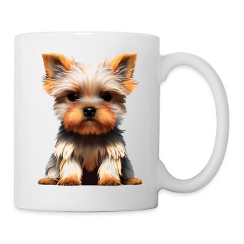 Chien propriétaire du chien Yorkshire Terrier chiot - Mug blanc - blanc - Droite