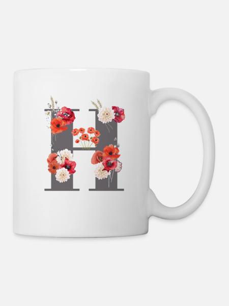 H aus Blüten - Tasse - Weiß