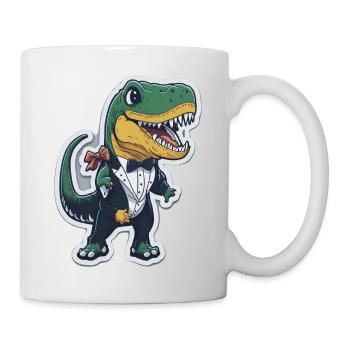 T-Rex Dino Dinosaurier im Anzug lustig witzig - Tasse - Weiß - Rechts