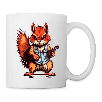 Eichhörnchen als bewaffneter Söldner - Tasse - Weiß - Rechts