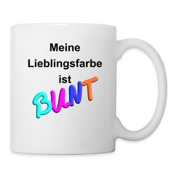 Meine Lieblingsfarbe ist BUNT (3D, schw) - Tasse - Weiß - Rechts