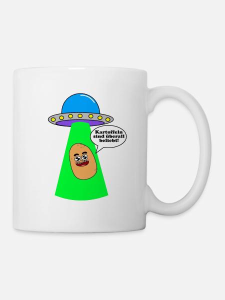 Ufo entführt Kartoffel - Tasse - Weiß