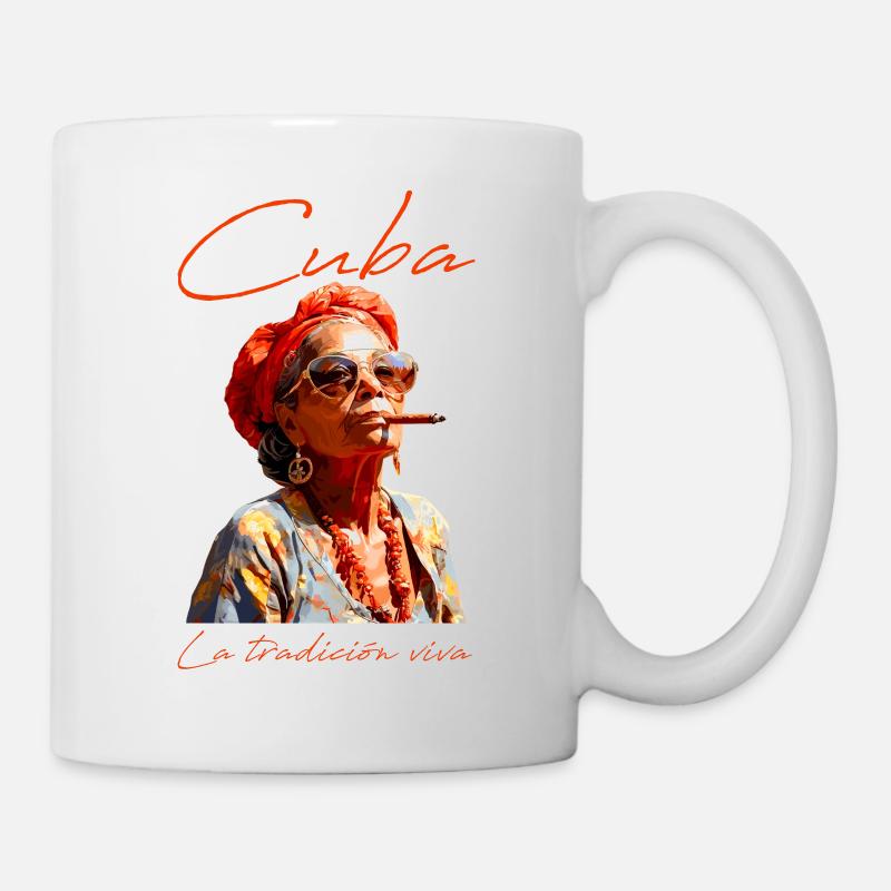 Cuba Cigar Smoking Lady - Mug blanc - blanc
