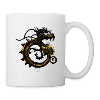 Steampunk - Dragon - Tasse - Weiß - Rechts