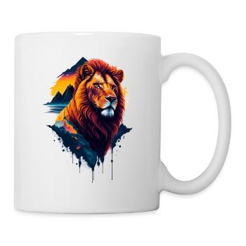 Abstract illustration of lion - Mug - white - Right