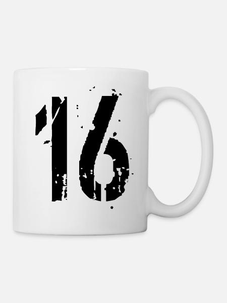 16 Zahl 16 Jahre - Tasse - Weiß