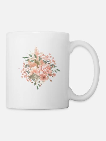 Blumen Boho Style - Tasse - Weiß