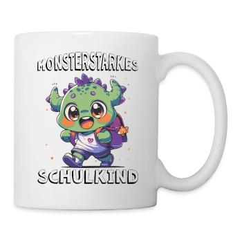 Schulkind Einschulung Monsterstarkes Schulkind - Tasse - Weiß - Rechts