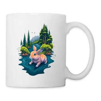 Beautiful illustration of a rabbit - Mug - white - Right