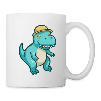 hugadino T-Rex with hat, dino, cute dinosaur - Mug - white - Right