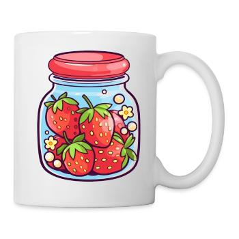 Closed jar with strawberries - Mug - white - Right