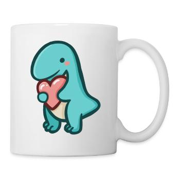 hugadino T-Rex mit Herz, Dino, süßer Dinosaurier - Tasse - Weiß - Rechts