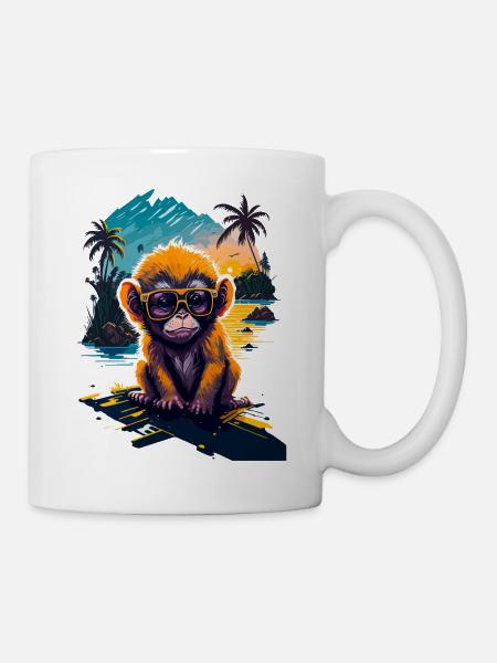 Singe cool - Mug blanc - blanc
