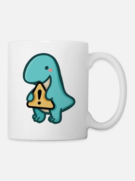 hugadino dino warning, cute dinosaur - Mug - white