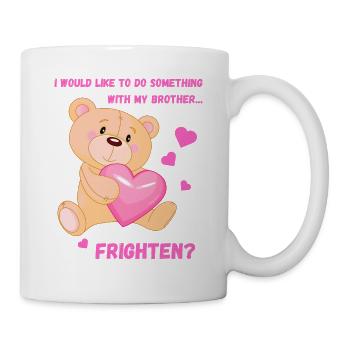 Teddy mit Herz, Was mit Bruder machen - Tasse - Weiß - Rechts