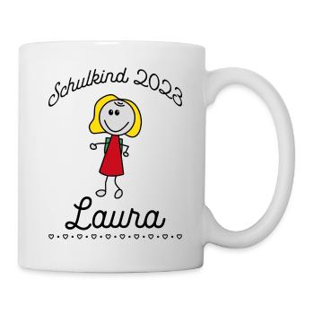 Schulkind 2023 Laura - Tasse - Weiß - Rechts