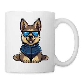 Polizeihund Deutscher Schäferhund mit Sonnenbrille - Tasse - Weiß - Rechts