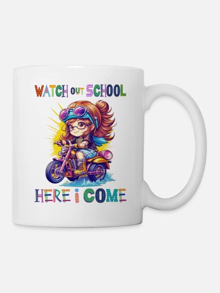 Watch out school - here I come / Steampunk girl - Tasse - Weiß