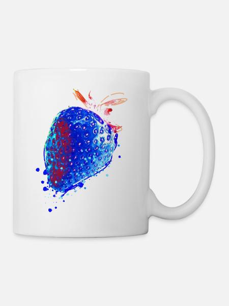Strawberry, Blue, Popart, Artwork,Blue Strawberry - Mug - white