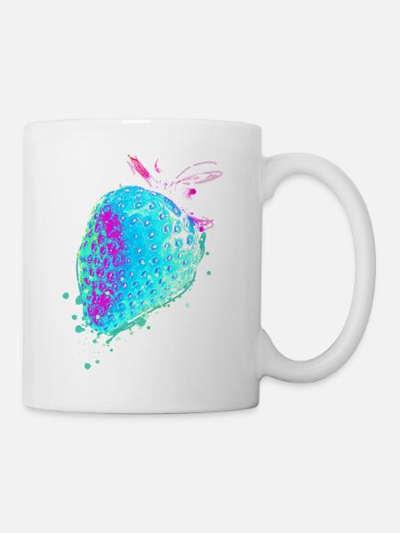 Erdbeere, blau, popart, artwork,blaue erdbeere - Tasse - Weiß
