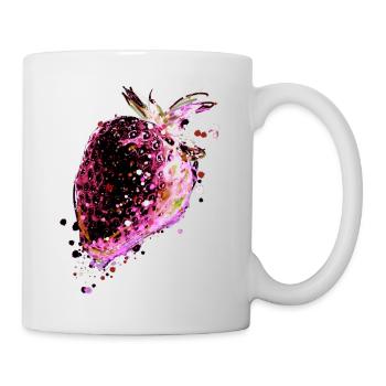 Fraise, rose, popart, œuvre d’art, peinture - Mug blanc - blanc - Droite