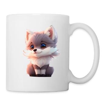Niedliches winziges hyperrealistisches Anime Wolf T-Shirt, Haustier - Tasse - Weiß - Rechts