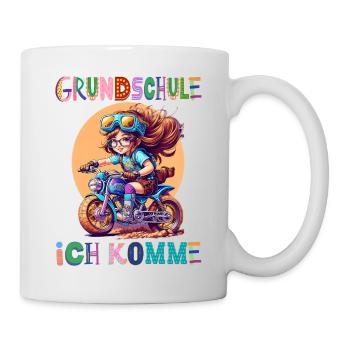 Grundschule - Ich komme / Steampunk Mädchen - Tasse - Weiß - Rechts