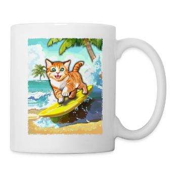 Surfing Cat - Cat Surfboard - Mug - white - Right