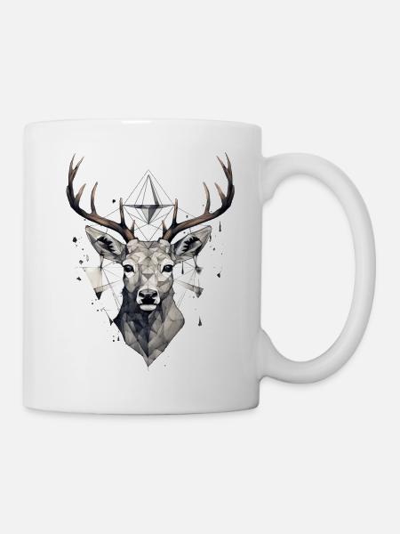 Hirsch Geometrisch - Tasse - Weiß