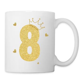 Goldene Krone zum 8-jährigen Jubiläum - Tasse - Weiß - Rechts