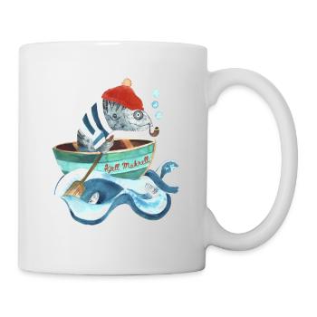 Kjell Makrell I Fish head in a boat - Mug - white - Right