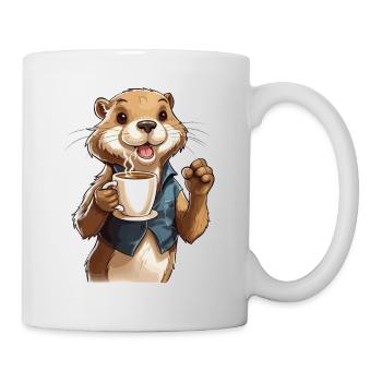 Coffee Addicted Otter Coffee Lover Animal Funny - Mug blanc - blanc - Droite