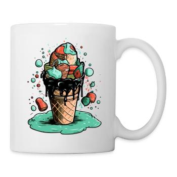 Cornet de glace multi-goûts - Mug blanc - blanc - Droite