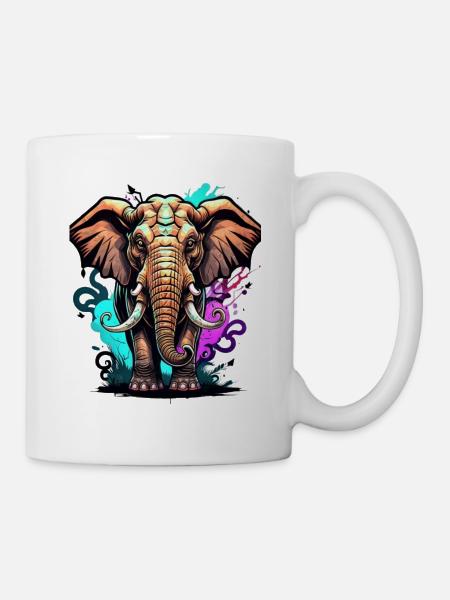Graffiti éléphant - Mug blanc - blanc