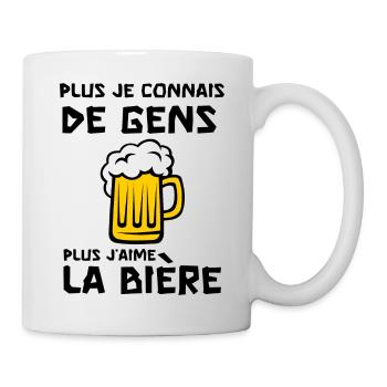 plus je connais les gens plus j'aime la bière - Mug blanc - blanc - Droite