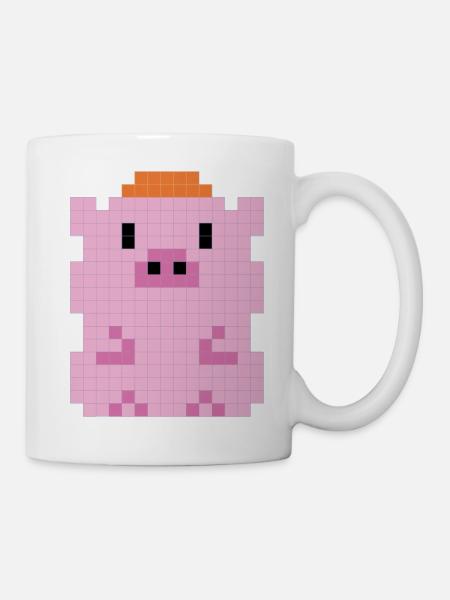 A little pig with a pixelated cap - Mug - white
