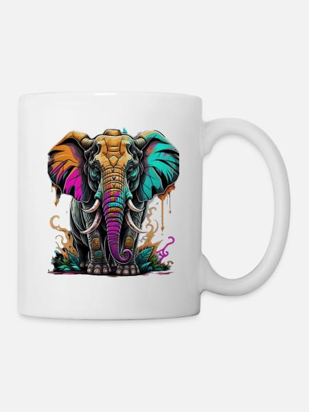 Graffiti éléphant - Mug blanc - blanc