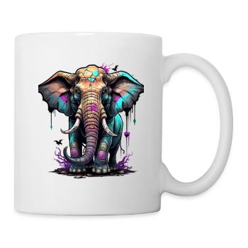 Graffiti Elefant - Tasse - Weiß - Rechts