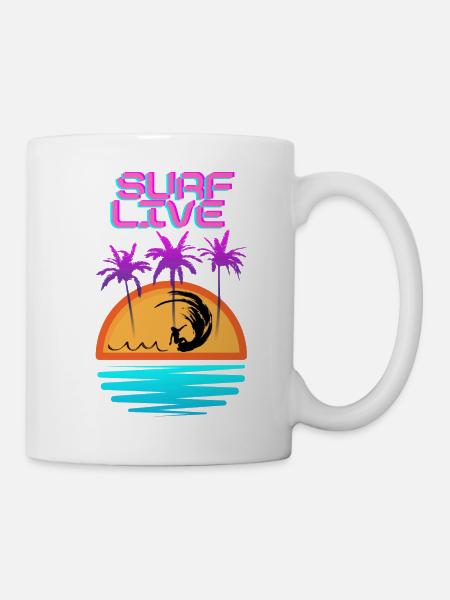 Surf Live - Tasse - Weiß