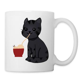 Kawaii Black Cat eating Ramen - Mug - white - Right