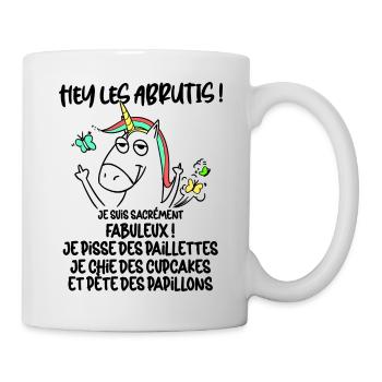 Licorne Paillettes Cadeau Drole Homme Ou Femme - Mug blanc - blanc - Droite