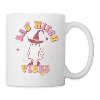 BAD WITCH VIBES fantôme drôle avec chapeau de sorcière rétro - Mug blanc - blanc - Droite