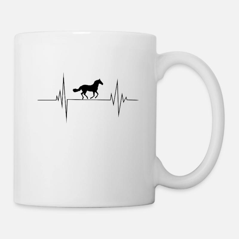 Pferd Herzschlag Reiter - Tasse - Weiß