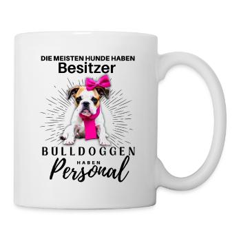 Bulldogge Bulldog Bulldoggen Mama Papa - Tasse - Weiß - Rechts