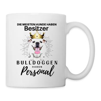 Bulldogge Bulldog Bulldoggen Mama Papa - Tasse - Weiß - Rechts