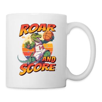 Basketball Dino T-Rex Player Sports Comic Cartoon - Mug - white - Right